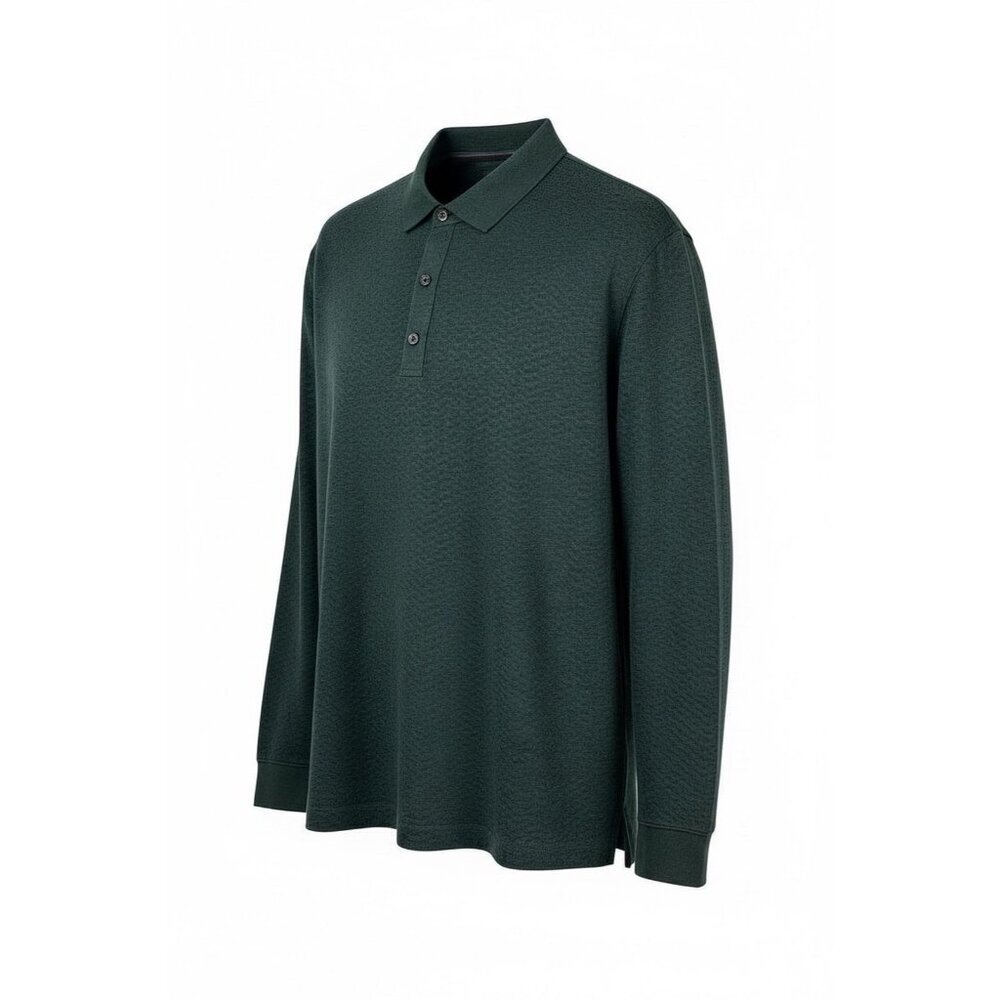 Buttercloth Men’s Polo Sweater Long Sleeve Dark Green Chevron Texture Size 2XL - Picture 9 of 9